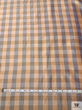 Gingham Yarn-Dyed Silk Shantung - Peach / Purple / Muted Blue