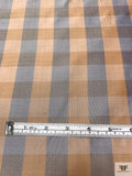 Gingham Yarn-Dyed Silk Shantung - Peach / Purple / Muted Blue