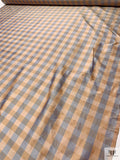 Gingham Yarn-Dyed Silk Shantung - Peach / Purple / Muted Blue