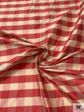 Gingham Yarn-Dyed Silk Shantung - Antique Raspberry / Lightest Gold