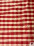 Gingham Yarn-Dyed Silk Shantung - Antique Raspberry / Lightest Gold