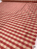 Gingham Yarn-Dyed Silk Shantung - Antique Raspberry / Lightest Gold