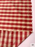 Gingham Yarn-Dyed Silk Shantung - Antique Raspberry / Lightest Gold