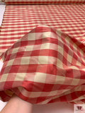 Gingham Yarn-Dyed Silk Shantung - Antique Raspberry / Lightest Gold