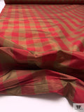 Gingham Yarn-Dyed Silk Taffeta - Wine Red / Olive Khaki