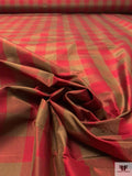 Gingham Yarn-Dyed Silk Taffeta - Wine Red / Olive Khaki