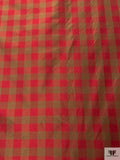 Gingham Yarn-Dyed Silk Taffeta - Wine Red / Olive Khaki