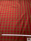 Gingham Yarn-Dyed Silk Taffeta - Wine Red / Olive Khaki