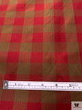 Gingham Yarn-Dyed Silk Taffeta - Wine Red / Olive Khaki