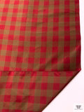 Gingham Yarn-Dyed Silk Taffeta - Wine Red / Olive Khaki