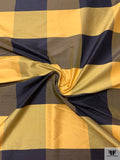 Buffalo Plaid Yarn-Dyed Silk Shantung - Antique Yellow / Navy