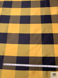 Buffalo Plaid Yarn-Dyed Silk Shantung - Antique Yellow / Navy
