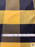 Buffalo Plaid Yarn-Dyed Silk Shantung - Antique Yellow / Navy