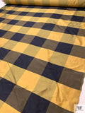 Buffalo Plaid Yarn-Dyed Silk Shantung - Antique Yellow / Navy