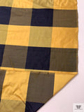 Buffalo Plaid Yarn-Dyed Silk Shantung - Antique Yellow / Navy