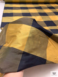 Buffalo Plaid Yarn-Dyed Silk Shantung - Antique Yellow / Navy