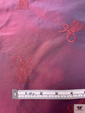 Tassles Embroidered Yarn-Dyed Iridescent Silk Taffeta - Rouge Pink / Ocean Teal Blue