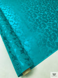Floral Jacquard Silk Charmeuse - Carribean Teal
