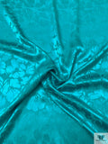 Floral Jacquard Silk Charmeuse - Carribean Teal