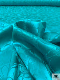 Floral Jacquard Silk Charmeuse - Carribean Teal