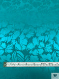 Floral Jacquard Silk Charmeuse - Carribean Teal