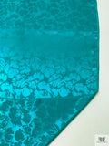 Floral Jacquard Silk Charmeuse - Carribean Teal