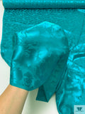 Floral Jacquard Silk Charmeuse - Carribean Teal