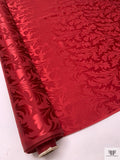 Leaf Jacquard Silk Charmeuse - Maroon