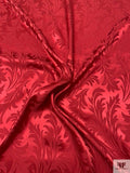 Leaf Jacquard Silk Charmeuse - Maroon