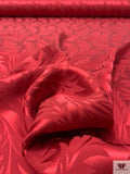 Leaf Jacquard Silk Charmeuse - Maroon