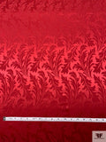 Leaf Jacquard Silk Charmeuse - Maroon