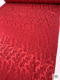 Leaf Jacquard Silk Charmeuse - Maroon
