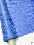 Leaf Jacquard Silk Charmeuse - Bright Periwinkle Blue