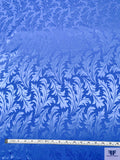 Leaf Jacquard Silk Charmeuse - Bright Periwinkle Blue