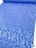 Leaf Jacquard Silk Charmeuse - Bright Periwinkle Blue