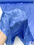 Leaf Jacquard Silk Charmeuse - Bright Periwinkle Blue