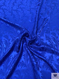 Leaf Jacquard Silk Charmeuse - Royal Blue