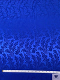 Leaf Jacquard Silk Charmeuse - Royal Blue