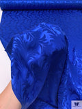 Leaf Jacquard Silk Charmeuse - Royal Blue