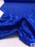 Leaf Jacquard Silk Charmeuse - Royal Blue