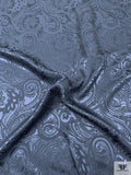 Paisley Jacquard Silk Charmeuse - Dark Blue-Grey