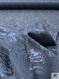 Paisley Jacquard Silk Charmeuse - Dark Blue-Grey