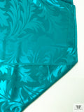 Leaf Jacquard Silk Charmeuse - Carribean Teal
