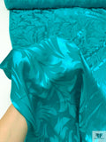 Leaf Jacquard Silk Charmeuse - Carribean Teal