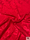 Leaf Jacquard Silk Charmeuse - Rich Red