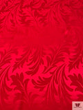 Leaf Jacquard Silk Charmeuse - Rich Red