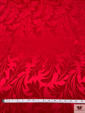 Leaf Jacquard Silk Charmeuse - Rich Red