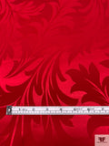 Leaf Jacquard Silk Charmeuse - Rich Red