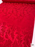 Leaf Jacquard Silk Charmeuse - Rich Red