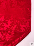 Leaf Jacquard Silk Charmeuse - Rich Red